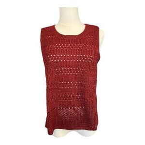 EUC The General Good burgundy crochet sleeveless sweater vest – medium petite